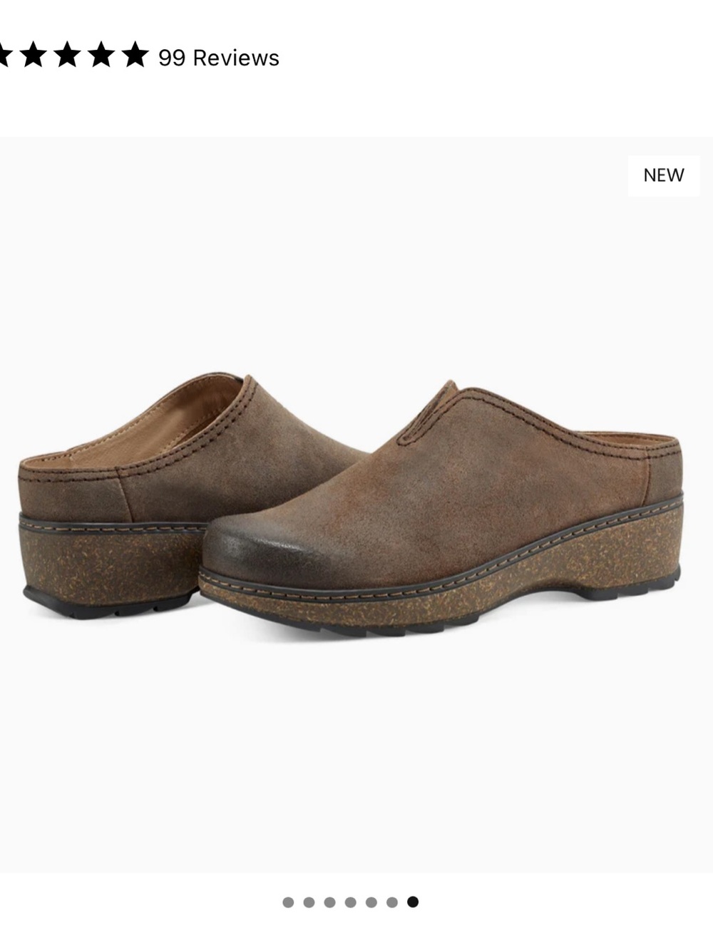 Earth Leather Slip-On Clog — Dark Brown